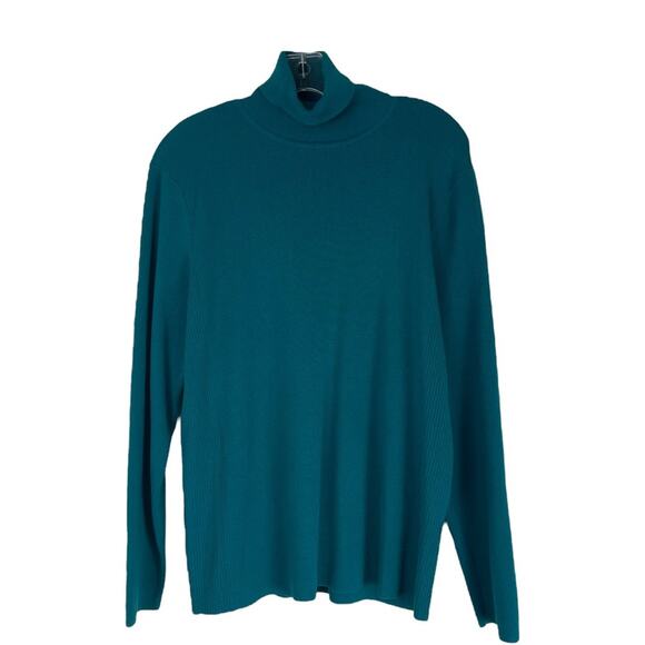 Chico’s green teal blue turtleneck viscose sweater XL/16 - Picture 1 of 6